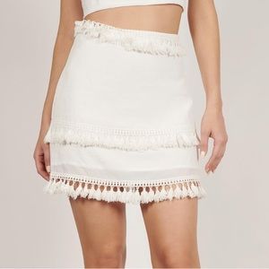 White Tassel Mini Skirt